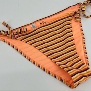 Aerie Mod Retro Large Orange Brown Neon Bikini Low Rise Hi Cut Swim Bottoms